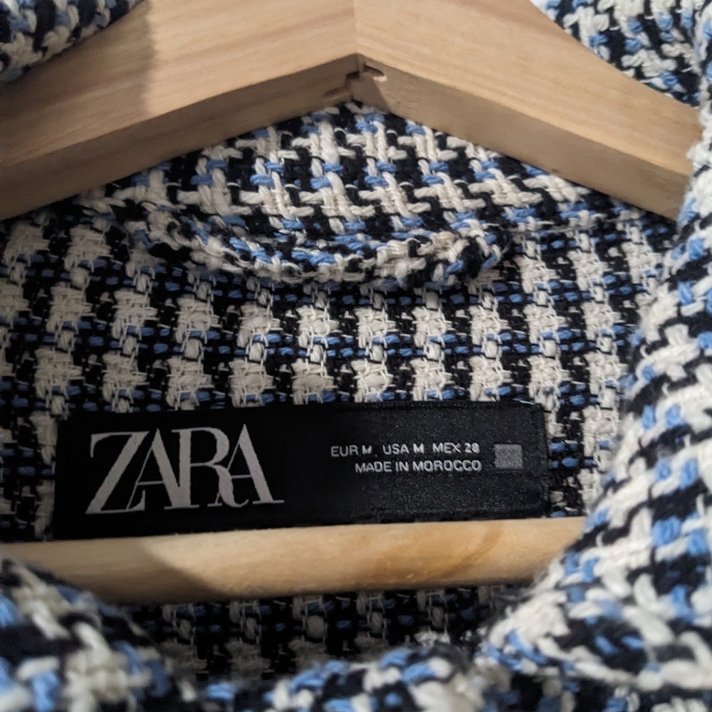Zara | Tweed button down jacket in blue - Picture 6 of 13